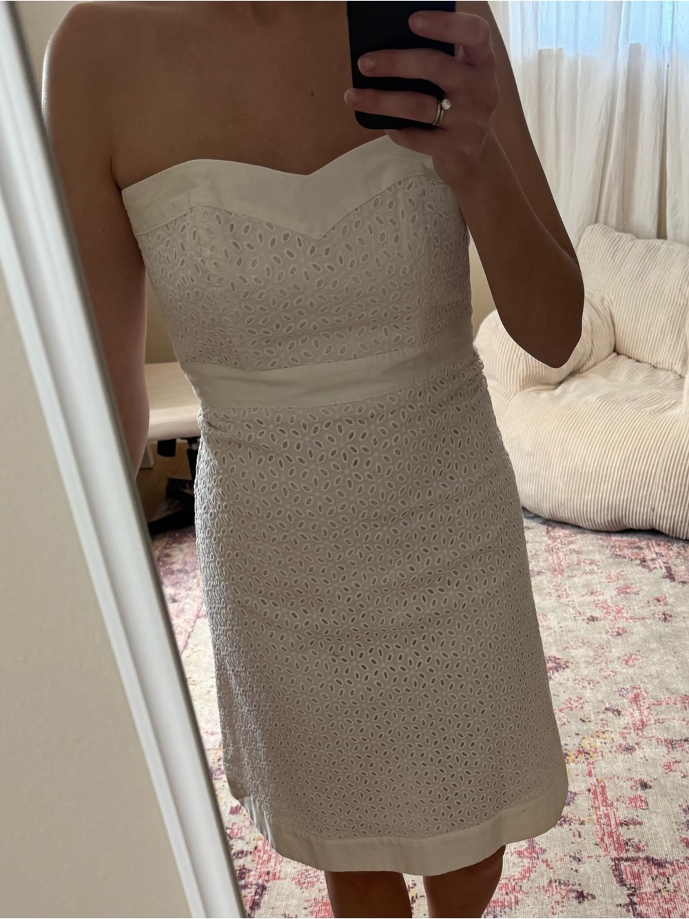 White House Black Market Strapless Eyelet Sheath Dress